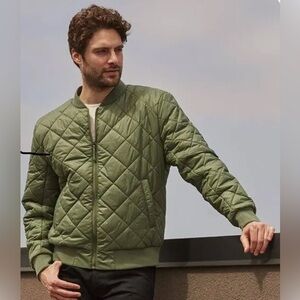 Heatlast Quilted Packable Bomber Jacket Size Small Olive Green Oversized
